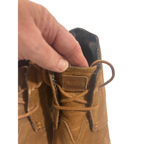 TOMS Women’s Suede Wedge Ankle Booties Brown Lace-Up Size 8.5 - Picture 3 of 6